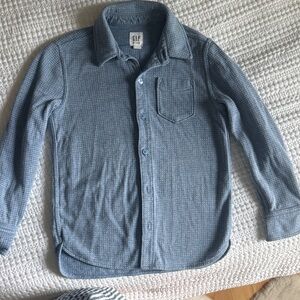 GAP Kids Light Blue Patterned Button-Up Shirt-super soft stretchy cotton